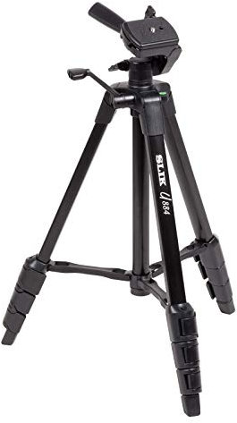 SLIK U884 - Treppiede compatto leggero pieghevole in alluminio portatile DSLR/SLR Video/fotocamera con testa panoramica a 3 vie per fotocamere Canon, Nikon, Sony, con custodia per il trasporto, colore