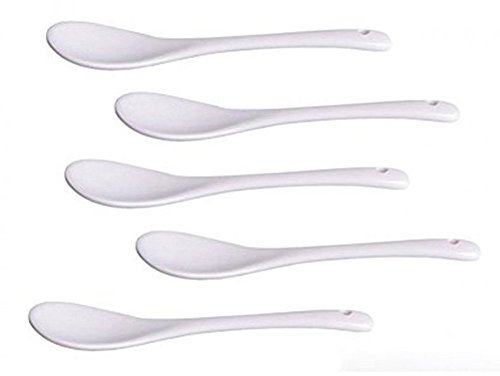 Ogquaton Weiße Keramik Löffel Teelöffel Set Kaffeelöffel für Marmelade Honig Suppe Joghurt Hochzeit Dinner Party Dekor Packung mit 5 langlebig und nützlich