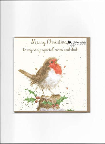 Wrendale Weihnachtskarte – Mama und Papa – Rotkehlchen
