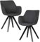 FineBuy Esszimmerstuhl 2er Set mit Armlehnen 54x85x58 cm, Stoff Küchenstühle Modern mit schwarzen Beinen, Schalenstuhl Gepolstert