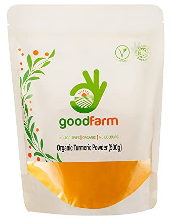 goodFarm Organic Turmeric Powder 500g - Premium Quality, Certified Organic | Vegan | Ayurveda | Superior aroma & taste | Anti-inflammatory & other health benefits,GFTURM000500P0
