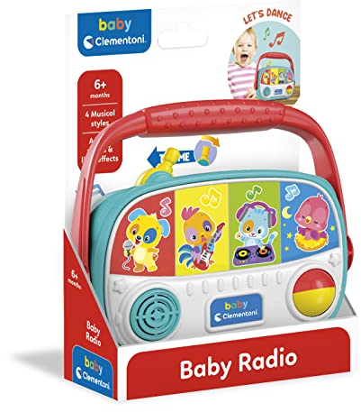 Clementoni Baby 17459 - Ma Première Radio - Premier Âge - Jouet d'Eveil Educatif pour Bébés à partir de 10 Mois et Plus - avec Sons et Boutons Interactifs - Poignée pour Transport