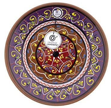 CERÁMICA RAMBLEÑA | Plato decorativo para colgar en pared | Plato de cerámica | Plato de barro rojo - Modelo D19 | 100% Hecho a mano | 28x28x4.5 cm