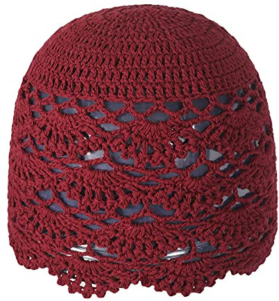 ZLYC Damen Mädchen Mütze Handgemachte Sommermütze Strickmütze, Bordeaux Uni, One Size