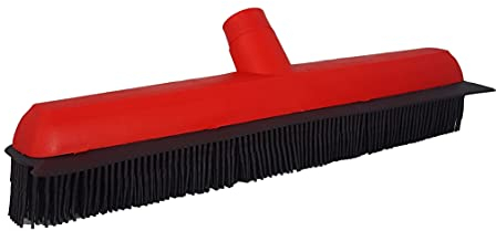 Escoba de goma para limpieza de pelo, cabello, achique de agua o líquidos. Cepillo para barrer diseñado para limpiar en ángulo de 45 grados con 34 cm de ancho útil. Haragán incorporado. (Negro-Rojo)