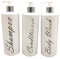 3 x Mrs Hinch PET Empty Refillable Bottles Shampoo Body Wash Shampoo 500ml With Lotion Tops For Soap Gel Liquid (Black Writing)