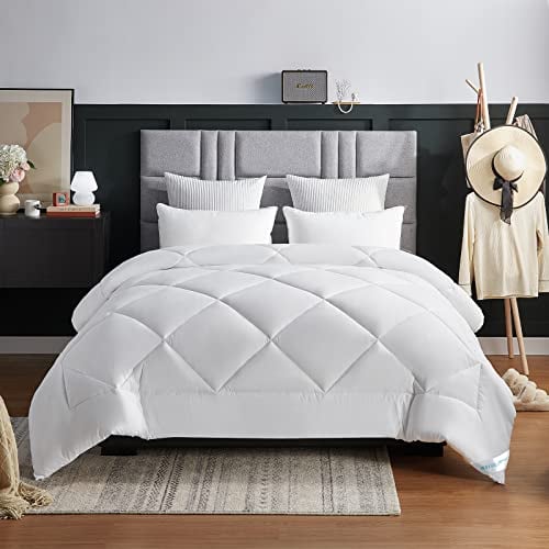 WAVVE Edredón Cama 105/120 Invierno - Relleno Nórdico 200x200 cm de 450 gr/m² para Cama 105x190/120x190, Fibra Suave y Transpirable, Blanco