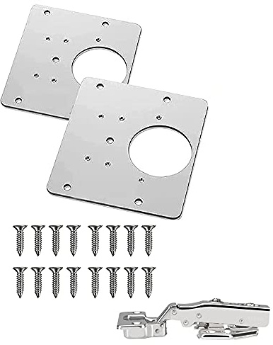 Bestgle Reparaturplatte für Schranktüren mit Bohrung und Schrauben, zur Reparatur von Scharnieren, für Holzmöbel, Schränke, Schränke, Garderobe