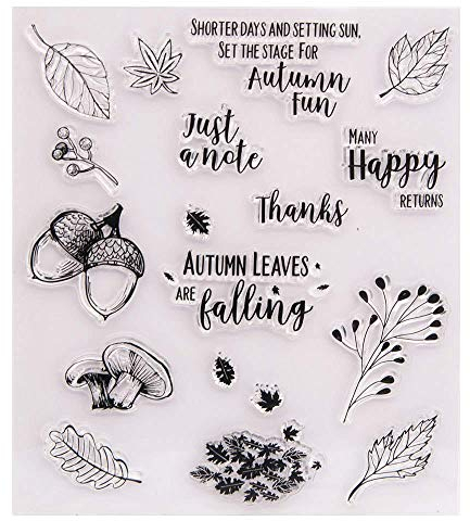 GIVBRO Transparente Silikon-Stempel, Siegel-Aufkleber, Prägeschablonen mit Blättern, Tannenzapfen, Pilzmuster, Scrapbooking, DIY