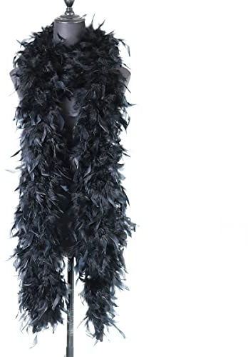 wangruida 1,8 m 90 g Schwarz Chandelle Feder-Boa Truthahnfedern. für Tanzen Hochzeit Basteln Party Kostüm Dekoration