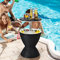 TANGZON Rattan Ice Bucket Table, 30L Height Adjustable Lift-and-Lock Beer Cooler, Outdoor Coffee/Cocktail Tables for Bar, Garden, Patio & Party (Black)