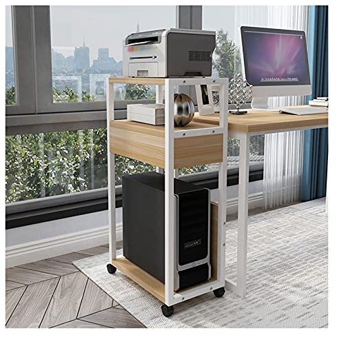 TOMYEUS CPU-Ständer PC-Turmständer, Desktop-CPU-Halter 3-Tier-Einstellbarer PC-Turm-Standboden mit Einstellbarer Breite und 4 Caster-Räder (weiß) PC Rollwagen