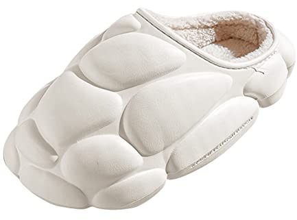 IQYU Rutschfeste Leichte Weiche Pantoffeln Hausschuhe Damen Geschlossen Hausschuhe Damen Pantoffeln Warm Slippers Damen Slip On Flache Plüsch Hausschuhe Filz Geschlossen Winter Slipper Filzpantoffeln