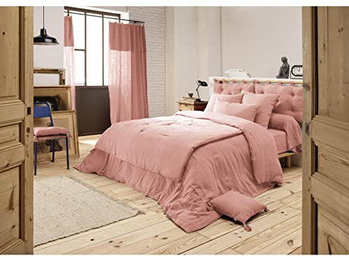 Housse de Couette Gaze de Coton Luxe 260 x 240 cm Rose pêche