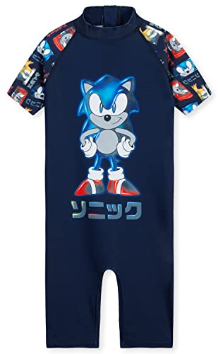 SONIC THE HEDGEHOG Badeanzug Jungen Sommerurlaub Schwimm Anzug Ganzkörper Kinder Badeanzug mit Reißverschluss Bademode fur Strand, Pool 3-10 Jahren