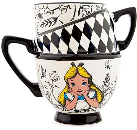 Alice in Wonderland Disney Monochrome Stacked Teacups Sculpted Ceramic Mug