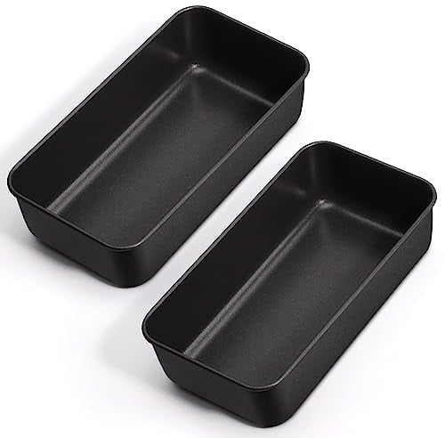 Onader Loaf Bread Tin Set of 2, Non Stick Cake Meatloaf Pans for Baking Banana Bread, Sourdough, Lasagna, with Stainless Steel Core & Healthy & Rust-Resistant, Easy Release & Clean, 23.5x12.6x6.5 cm