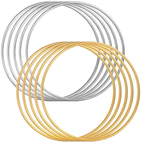 VILLCASE 10 Stück Metallringe zum Basteln, 10cm Gold und Silber Traumfänger Ringe Metall, Rund Metallring Makramee Ring Dekoringe zum Hängen für Traumfänger DIY Handwerk Anhänger
