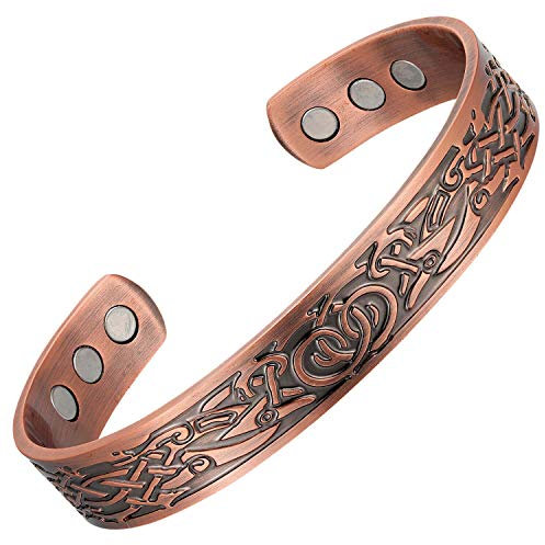 MagEnergy Magnetisches Kupfer-Armband für Herren, reines Kupfer-Armband mit 6 Magneten, verstellbare Brazaletes, mit Geschenkbox, Metall