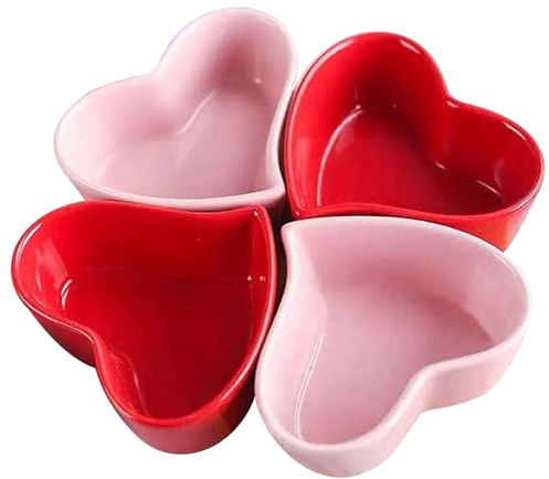 TYMYYS Heart Shaped Ramekins Set, 120ml, Creme Brulee Ramekins, Souffle Dish Oven Proof Dishes, Souffle Ramekins, Ramekins For Air Fryer-Multi-Set of 4