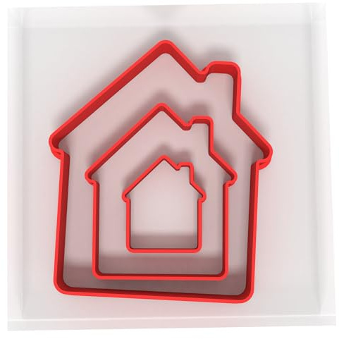 JUST CUTTERS Ausstechformen in Hausform, Set mit 3 Kunststoff-Ausstechformen zum Backen, Fondant, Ton, Gebäck, Zuckerguss, Schmuck (3/5/8 cm)