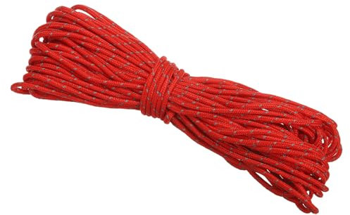 PATIKIL 65 Feet Reflective Guyline Camping Paracord, 3mm Tent Cord Guyline Rope Nylon Paracord Rope for Camping Tent Tarp Hiking, Red (20M)