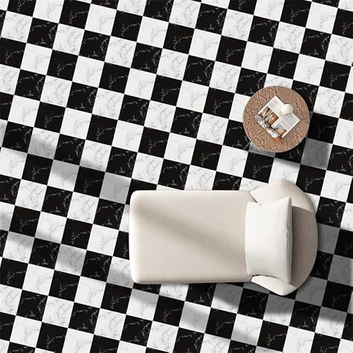 Tile Stickers Black and White Check Stick On Tiles,Self Adhesive Wall Tiles for Kitchen Bathroom,Vinyl Peel and Stick Wall Tiles,Stick On Wall Tiles Waterproof Oilproof 1 PC(30x30cm)