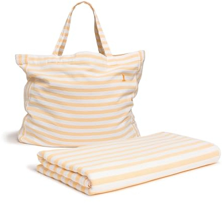 Möve Beach Set bestehend aus Strandtasche und Decke 180 x 150 cm aus 100% Baumwolle, Snow/Gold