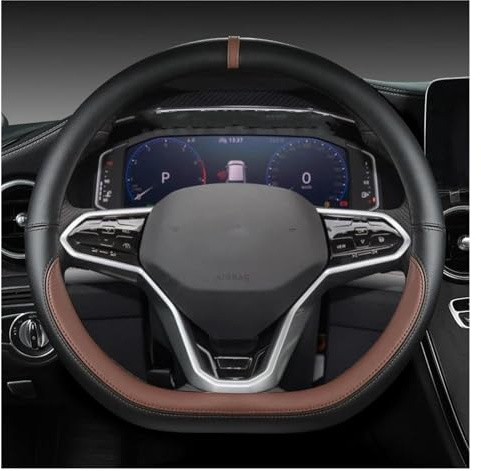 D-förmige Auto-Lenkradabdeckung Für VW Für Sharan Für Passat Für Caddy Für Touran Für Tiguan Für Teramont Für Atlas Für T-ROC Für T-Cross Lenkradbezug Auto Lenkrad Bezug Lenkradbezug Leder (Farbe : C
