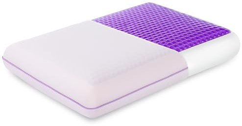EGOHOME Cooling Gel Memory Foam Pillow - Reversible Cooling Cover, Neck Support for Side, Back and Stomach Sleepers, Removable & Machine Washable, All-Season Comfort, Standard Size, Purple