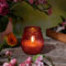 MARELIDA LED Windlicht Echtwachs Kerze im Glas flackernd Timer mit Batterie H: 9,5cm (Pink)