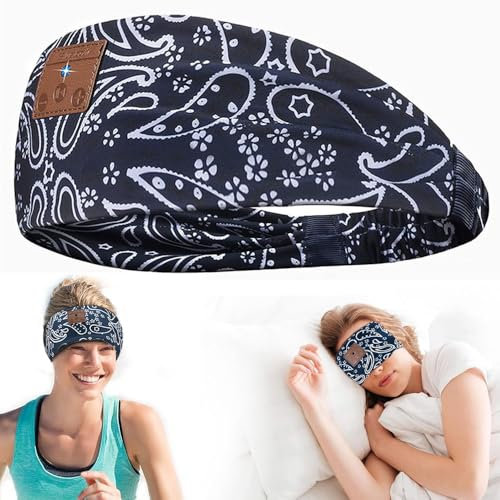 YiYunTE Auriculares para Dormir, Mujer Hombre Antifaz para Dormir con HD Estéreo Altavoces, Casco Bluetooth Band con Cancelación Ruido, Sleep Headphone para Deportes Relax Correr Viajes