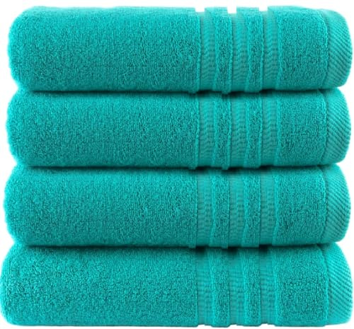 Wholesale Trade Dealz Pack of 2 & 4 Large Bath Sheet Towels 70 X 130 cm 100% Cotton Hotel Quality Bath Towels Soft Quick Drying & Highly Absorbent Big Bath Sheet 500GSM (4, Teal)