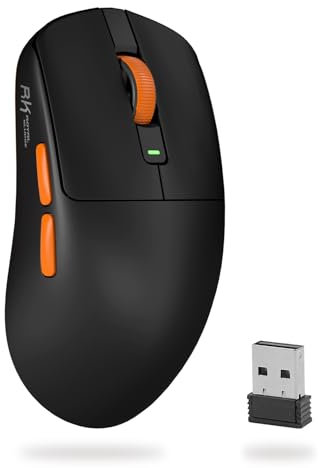 RK ROYAL KLUDGE M30 Mouse Gaming Wireless, 12K DPI, 43g Ultraleggero, BT5.1/2.4G/USB-C, Mouse Ergonomico con Sensore PAW3311, Batteria Ricaricabile 250mAh, 5 Pulsanti Programmabili per PC/Mac, Nero