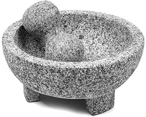 GAJYFCL Juego de mortero y Maja, Molinillo de Piedra Grande, Molinillo de ajo, Especias, Hierbas, mortero, mortero de Granito sin pulir, Cuenco para Guacamole, Cocina