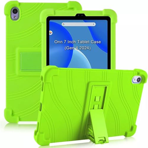 Dteck Custodia per bambini per tablet Onn da 7 pollici 2024 (modello: 100135924), sottile, adatta ai bambini, in morbido silicone, supporto regolabile, robusta e antiurto, custodia protettiva per