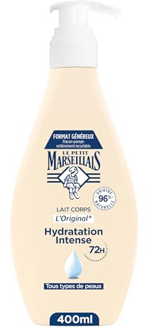 Le Petit Marseillais | Lait Corps L'Original (flacon-pompe de 400 ml) – Soin pour le corps hydratation intense 72 h – Lait hydratant corps avec 96% d'ingrédients d'origine naturelle