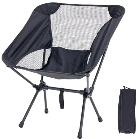 Warmiehomy Outdoor Camping Folding Chair Portable Lightweight Small Chair for Camp,Travel, Beach, Picnic, Festival, Hiking, Backpacking,53x57x64cm, Black