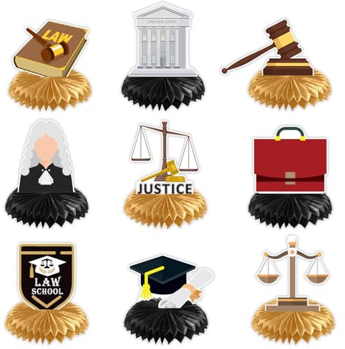9 decorazioni per feste di laurea in carta a nido d'ape per scuole di giurisprudenza, laureati, laureati, lauree, decorazioni da tavolo per università e giurisprudenza, forniture per feste