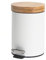 FAHAAM Bathroom Pedal Bin 3l with Bamboo Top, Small Pedal Waste Bin with Bamboo Lid, Round Bathroombin, Toiletbin for Small Spaces, Plastic Rubbish Bin for Home, Kitchen, Bedroom. (White)