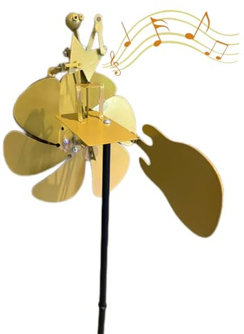 Handmade Metal Rock Band Windmill, Guitarist Windmill Outdoor Guitarist Windmill, Wind Sculptures Windmill Kinetic Art Music Figurine, Steampunk Decor for Patio, Garden, Lawn