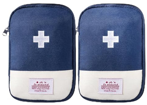 HSOOVZN 2 Packungen Reise-Erste-Hilfe-Tasche, leere Mini-Erste-Hilfe-Tasche, Notfall-Medizin-Aufbewahrungstasche, Gesundheits- und Haushaltsbedarf