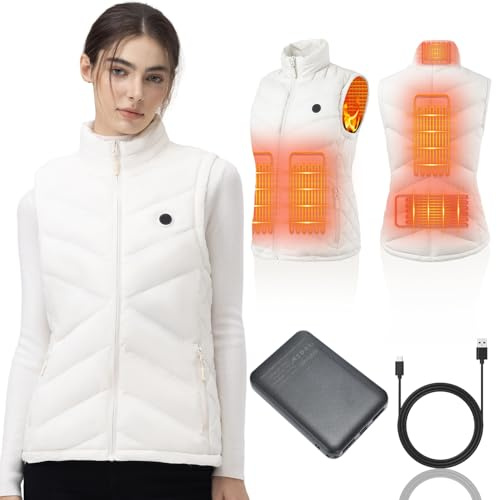 Unzipp Gilet Riscaldato da Donna con Batteria 10000 mAh, Gilet Elettrico Invernale Caldo a Vestibilità Aderente e Confortevole – Ideale per Escursionismo, Campeggio, Uso Quotidiano e Regalo di Natale