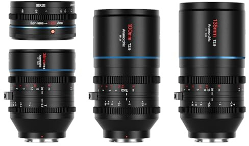 SIRUI Venus Full-Frame Anamrophic Lens Set with 1.25x Anamorphic Adapter (35mm+100mm+135mm+1.25x Adapter, Z Mount, Blue Flare)