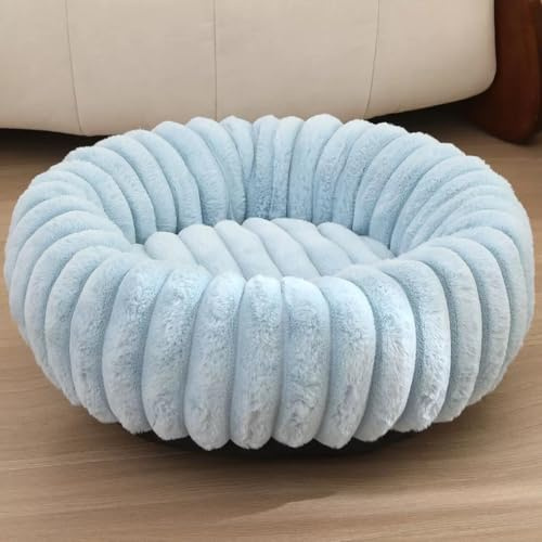 Yuly Hundebett Rund für kleine und große Heimtiere, Katzenbett Donut, Weich & Warm, Hundekissen Hundesofa Kuscheliges Hundekorb Waschbar rutschfeste Unterseite (Hellblau,70cm/27.6in)