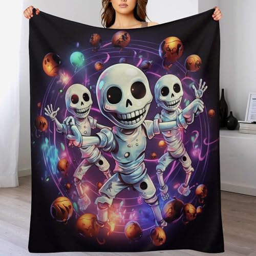 Totenkopf Bedding Decken Flannel Fleecedecke 3D Wohndecke Sofadecke Couchdecke Bettüberwurf Weiche Warme Sofaüberwurf Decke 180×200cm