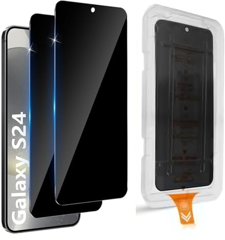Wayneer Verre Trempé Anti-Espion Pour Samsung Galaxy S24, 2 Pièces | Dépoussiérage Automatique, Privacy Film, 9H Dureté HD, Anti-Poussière Anti Rayures Anti-Spy Protection écran