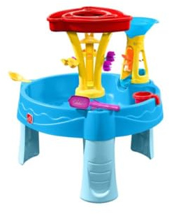 SOKIDS Tidal Towers Rain Showers Water Table for Toddlers, Kids Outdoor Sensory Water Toy with 7 Accessories, Multi-Level Splash Pond with Realistic Rain Effect and Maze Spinners