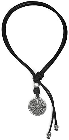 Beau Soleil Jewelry Lederkette Damen und Herren mit Sonnen Symbol Anhänger Schmuck-Kette mit Münzen-Anhänger