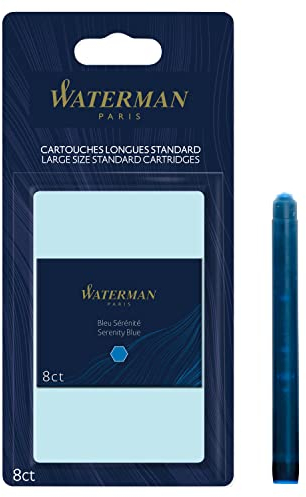 Waterman Füller-Tintenpatronen | Extra lang | Serenity Blue | 8 Stück | Blister-Verpackung